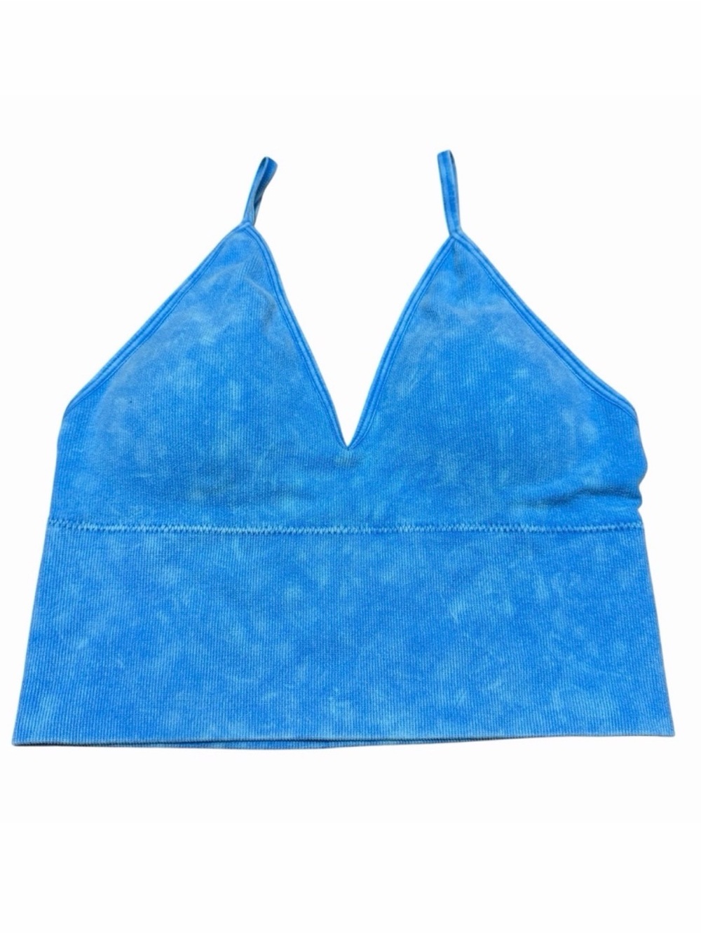 Zenana Outfitters Ribbed‎ Padded Seamless V-Neck Bra | Size S/M